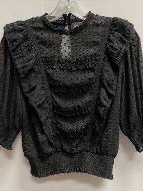 THE KOOPLES PARIS BLACK RUFFLE SHEER BLOUSE SZ 2